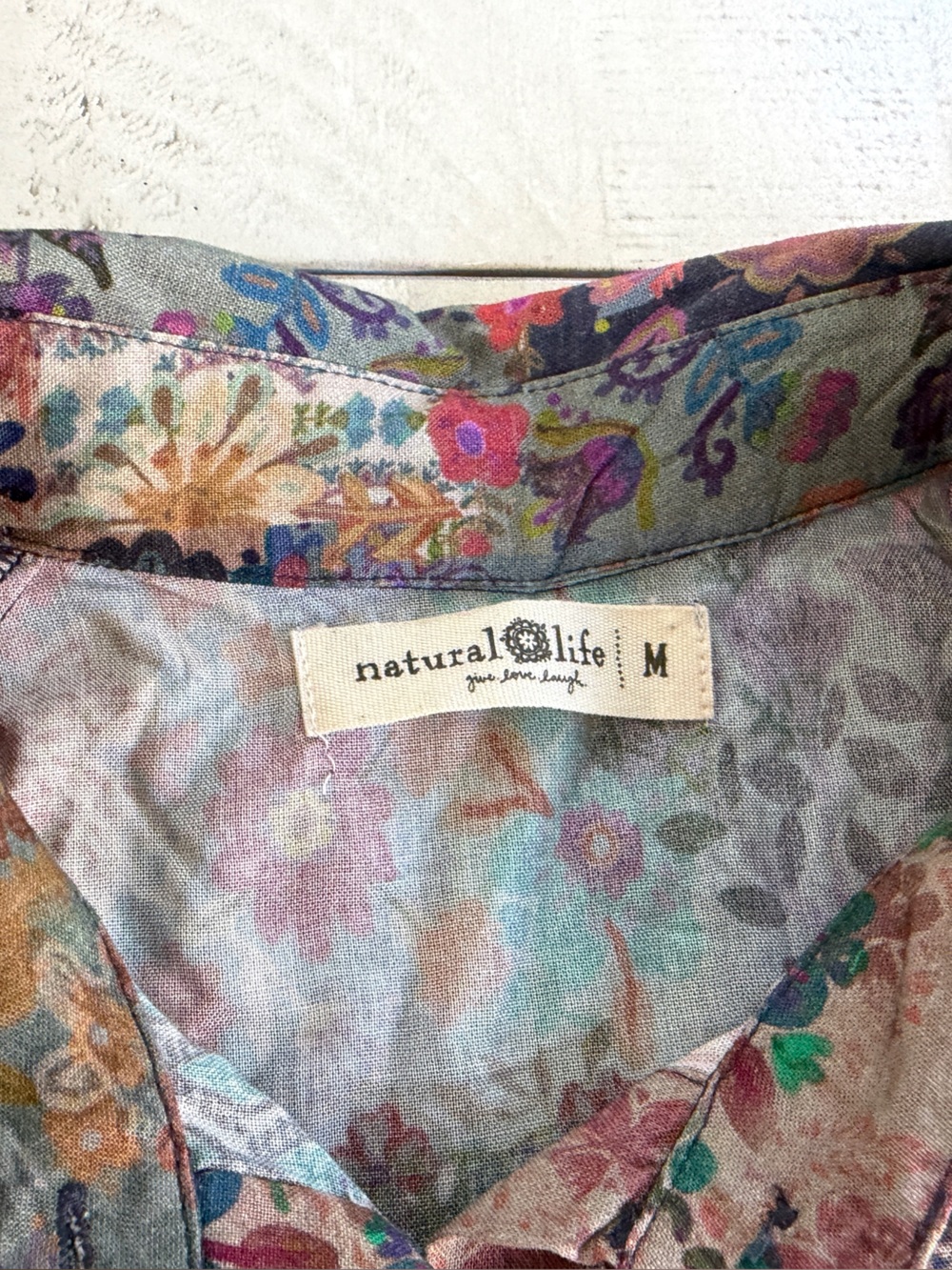NATURAL LIFE Rebecca Midi Dress - Blue Patchwork Print Rayon Size Medium - Picture 8 of 9